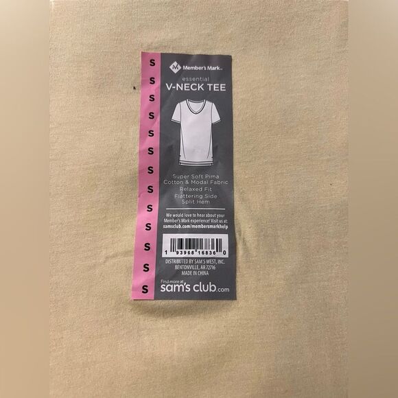 Pastel Yellow Essential V-neck Tee T-Shirt Short Sleeve Size Small - Picture 3 of 4